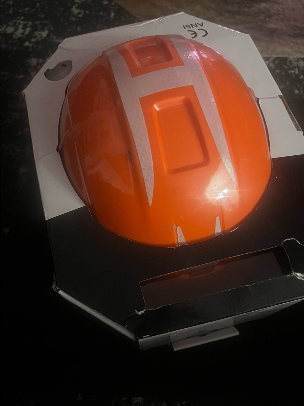 Orange Safety Hard Hat Helmet with Reflective Accents
